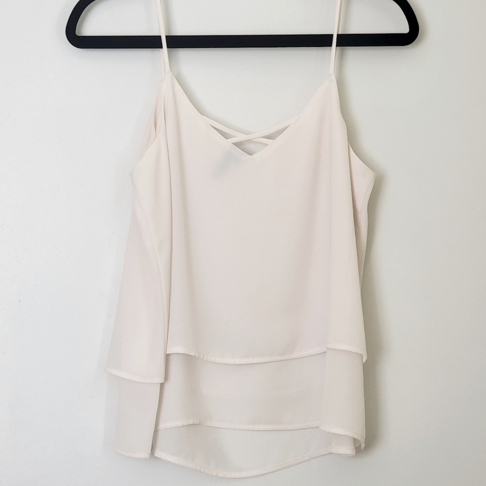 Cream Tiered Strapy Blouse Size M